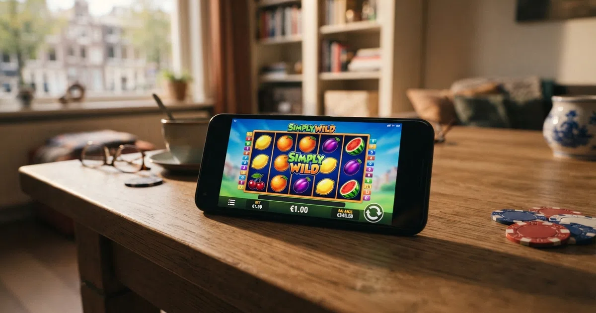Greentube-logo en een Nederlands online casino-interface met fruitautomaten op het scherm