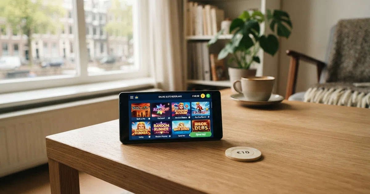 Een overzichtspagina van een Nederlands online casino met gokkasten in de navigatie en een welkomstbonus-banner