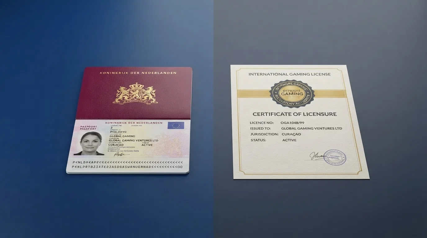Een Nederlands paspoort naast een document met daarop de woorden “Cruks” en een vergunningsdocument met een buitenlands zegel