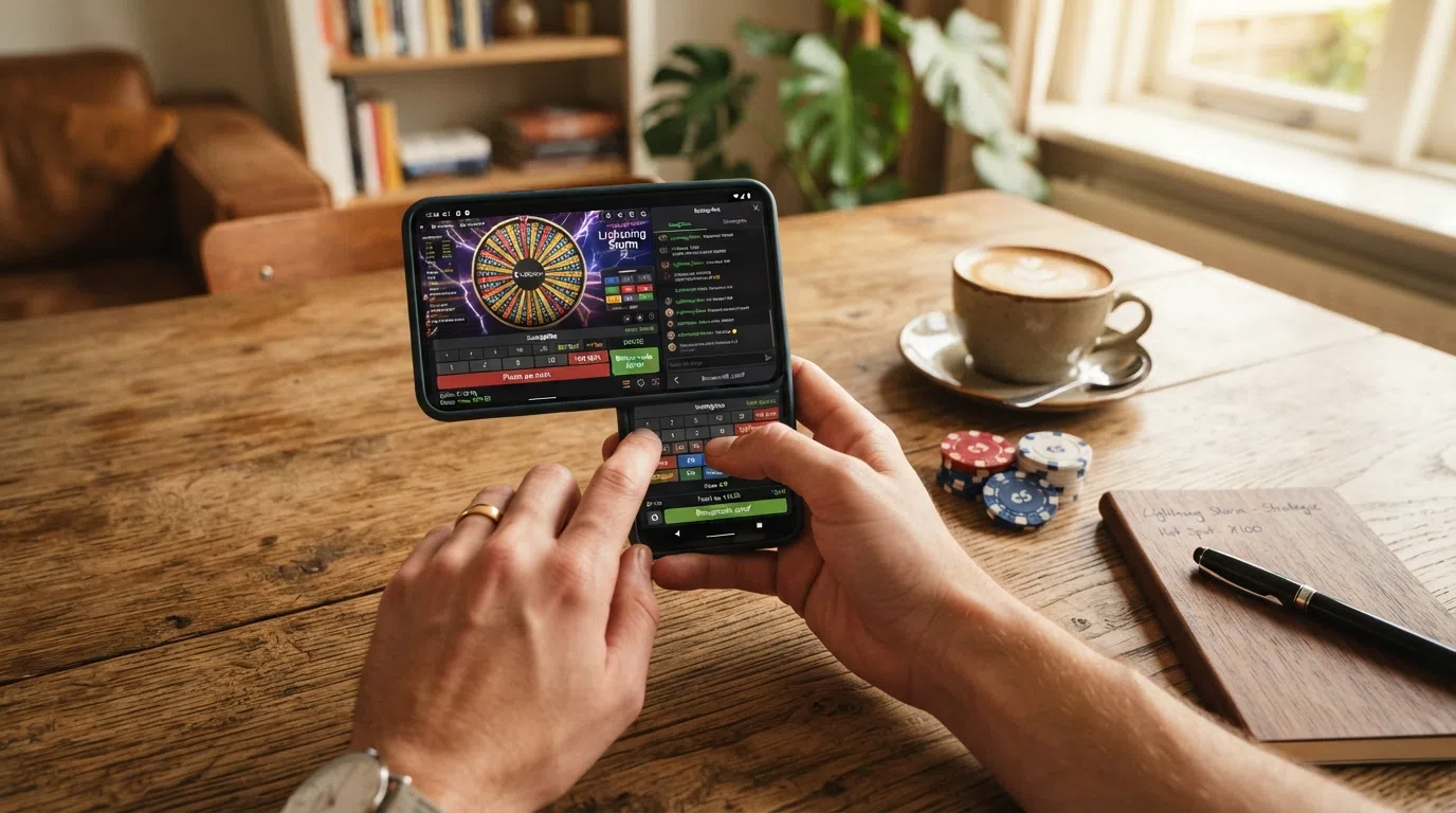 Een schermopname van Lightning Storm in het live casino van een Nederlandse KSA-vergunde aanbieder met de Nederlandse interface