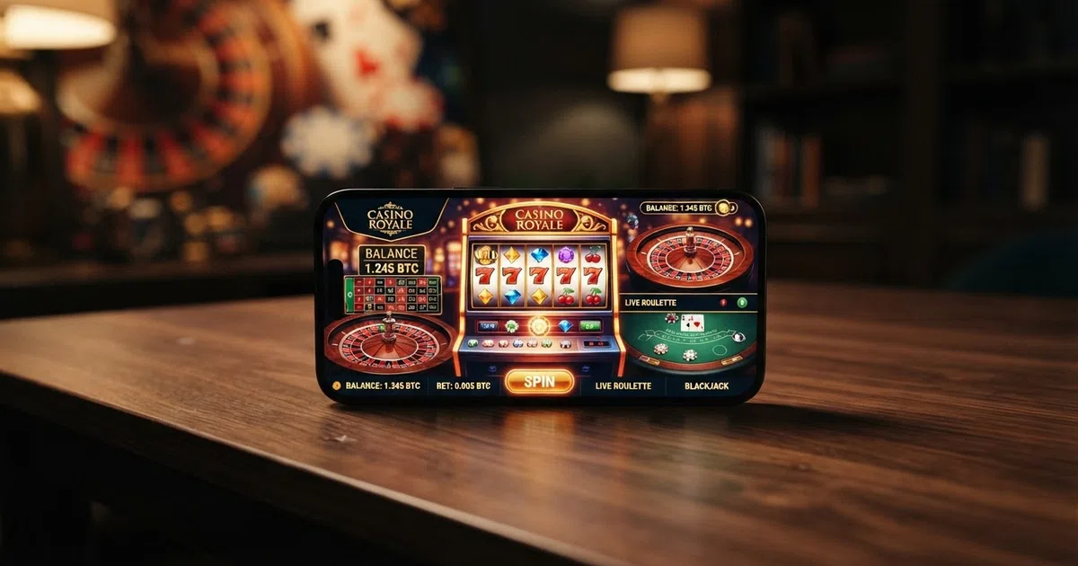 Interface van een online casino met crypto-stortingen en een registratieformulier zonder identiteitscheck